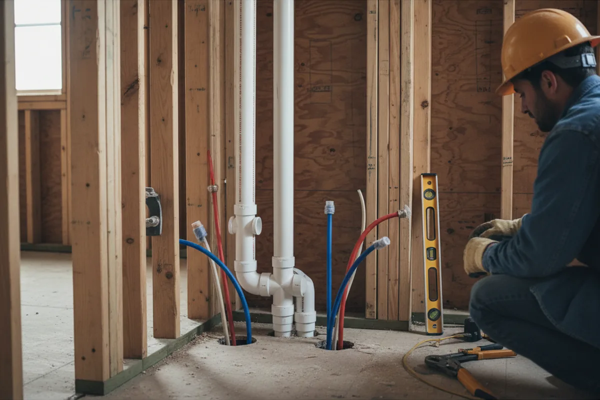 Drain and supply rough-in during Leak Detection in Studio City